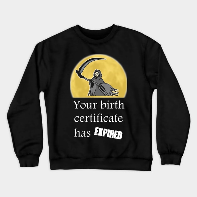 Your birth certificate has expired. Crewneck Sweatshirt by Slap Cat Designs